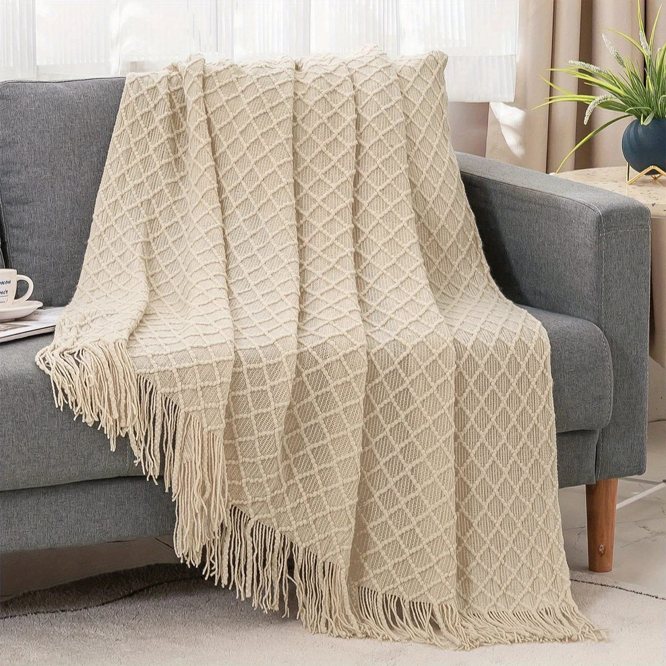 SnugWeave Cozy Knitted Tassel Throw Blanket