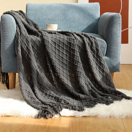 SnugWeave Cozy Knitted Tassel Throw Blanket